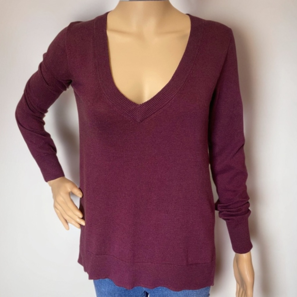 J Crew Mercantile Sweater V neck Burgundy XXS